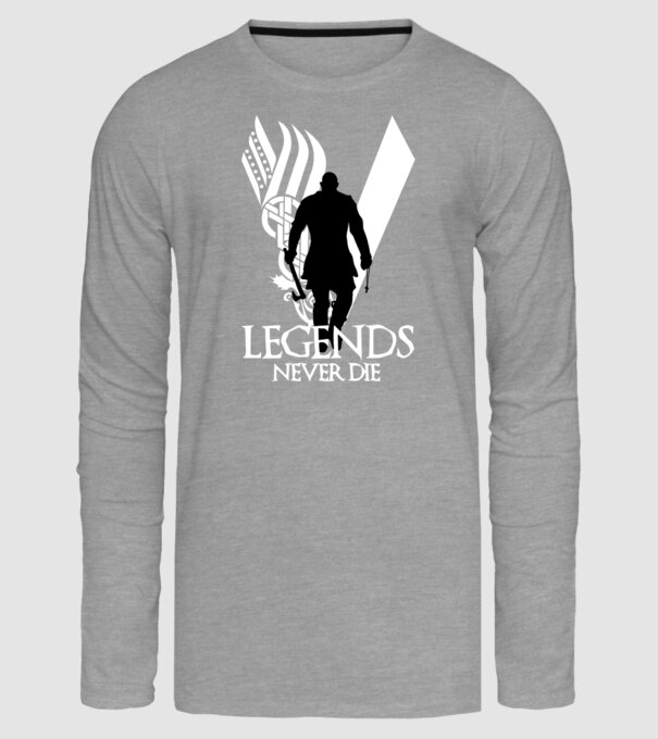 Vikings - Legends Never Die (3 színű) minta szürke pólón