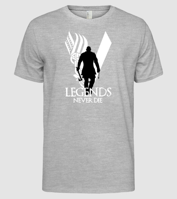 Vikings - Legends Never Die (3 színű) minta szürke pólón
