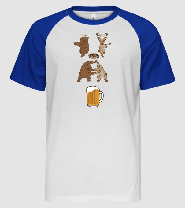 Bear deer beer minta fehér/royal pólón