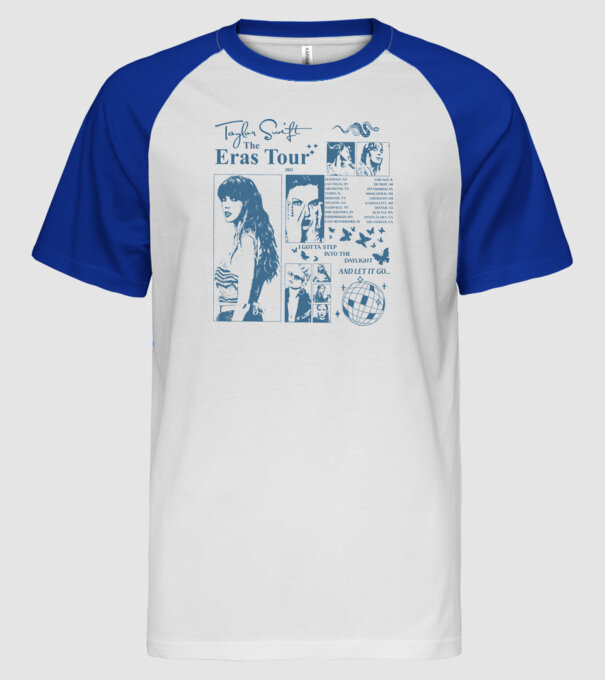 Taylor Swift ERAS print blue minta fehér/royal pólón
