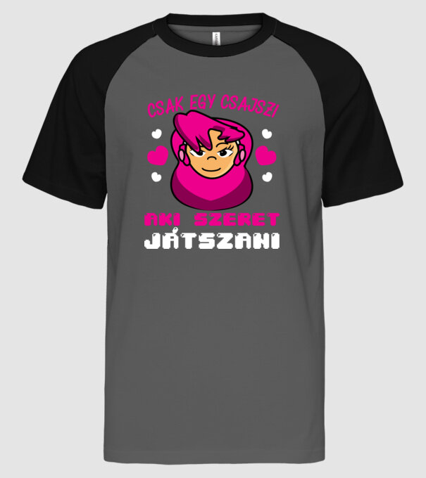 Gamer Csajszi minta szürke/fekete pólón