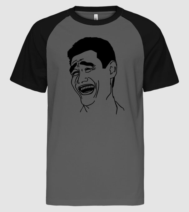 trollface minta szürke/fekete pólón