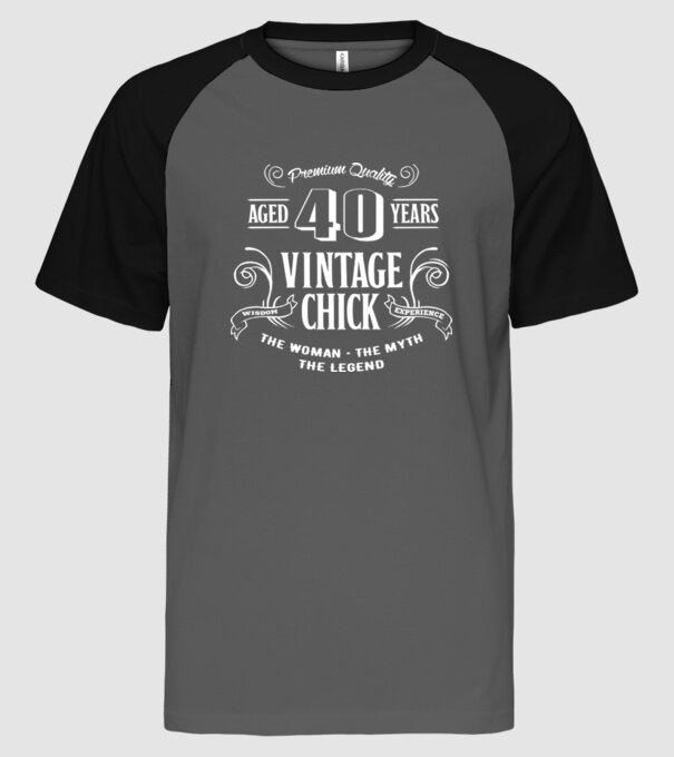 Vintage chick - 40 minta szürke/fekete pólón