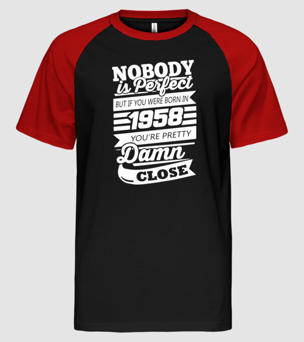 nobody is perfect 1958 minta fekete/piros pólón