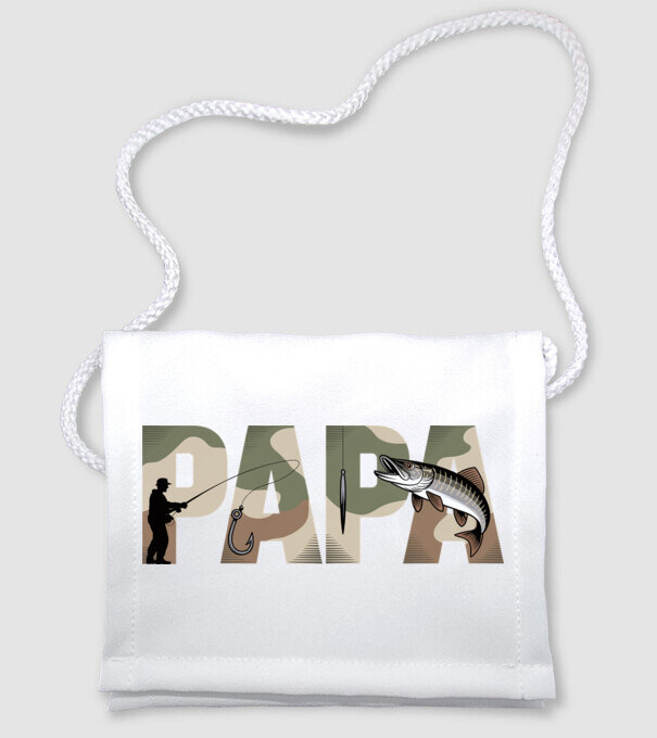 Horgász Papa minta fehér pólón