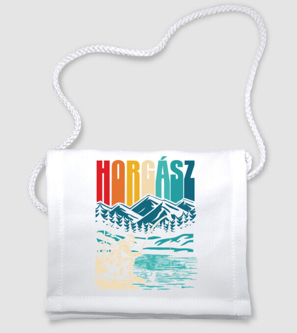 Retro horgász minta fehér pólón
