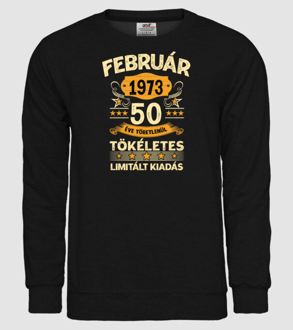 Február 1973 50 éve töretlenül tökéletes minta fekete pólón