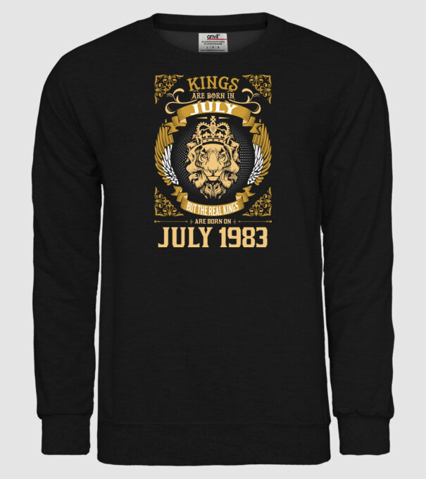 Oroszlános szülinapos 1983 JÚLIUS minta fekete pólón