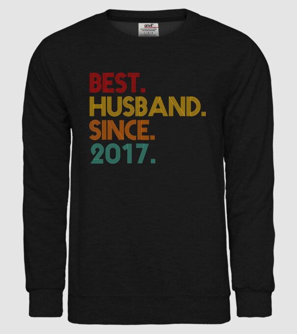 best husband since 2017 retro minta fekete pólón