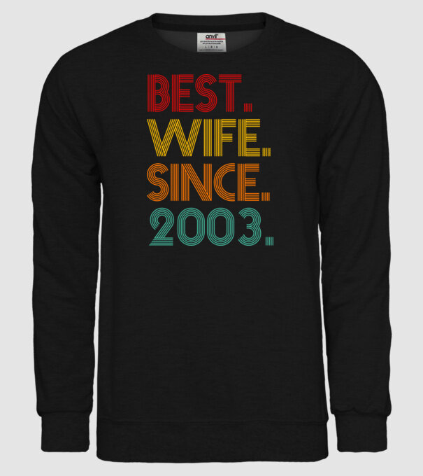 best wife since 2003 retro minta fekete pólón