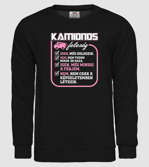 Feleség kamionos minta fekete pólón