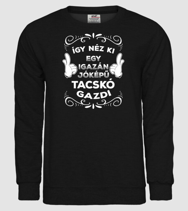 Így néz ki egy igazán jóképű gazdi Tacskó minta fekete pólón