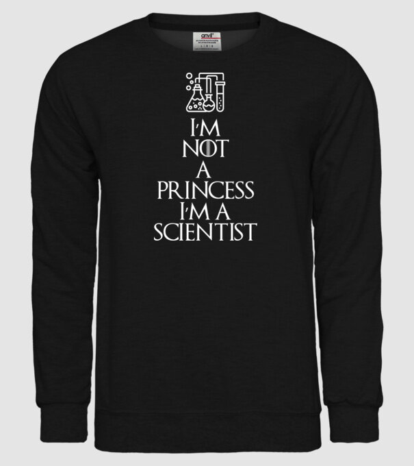 Im not a princess im a scientist minta fekete pólón