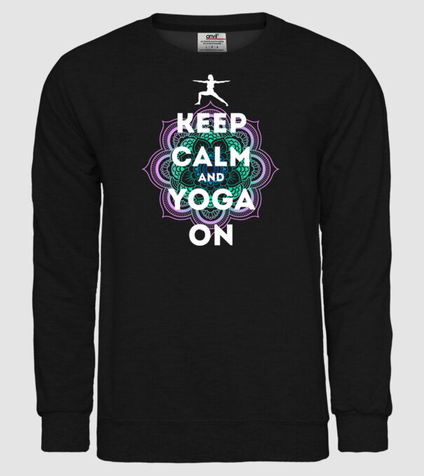 keepcalm yoga white minta fekete pólón