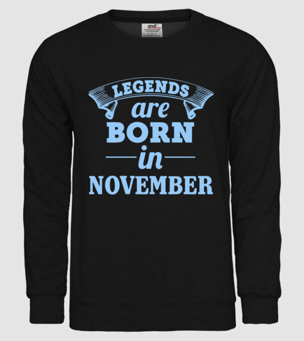 Legends are born in November minta fekete pólón