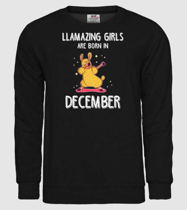 llamazing girls are born in december minta fekete pólón