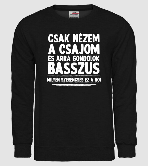 Nézem a csajom minta fekete pólón