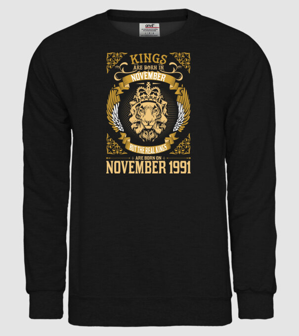 Oroszlános szülinapos 1991 NOVEMBER minta fekete pólón
