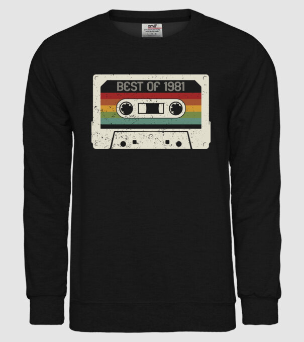 retro tape 1981 vintage minta fekete pólón