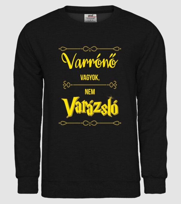 Varrónő vagyok nem varázsló minta fekete pólón