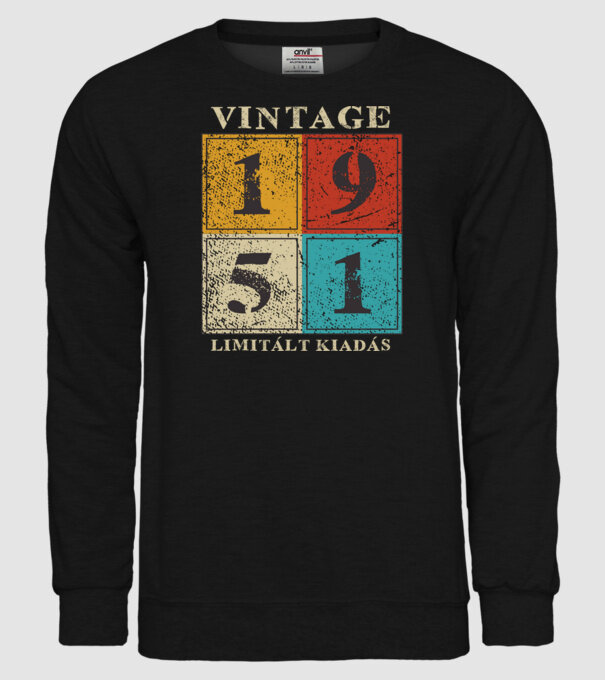 vintage_1951_limitált_világos minta fekete pólón