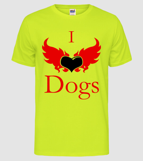 I love Dogs minta neonsárga pólón