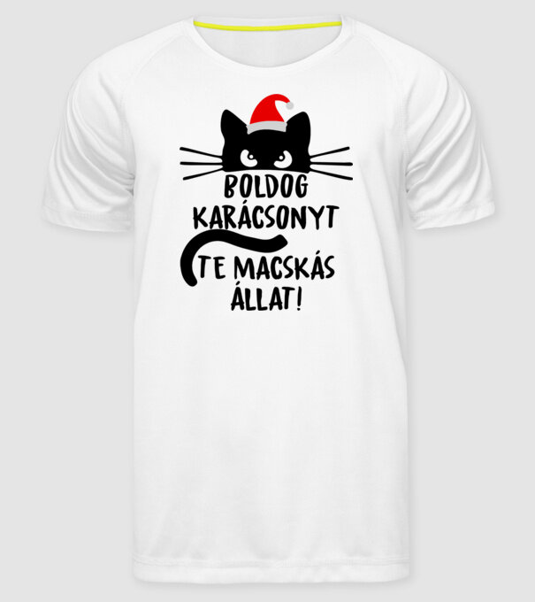 Boldog karácsonyt te macskás állat minta fehér pólón