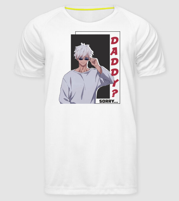 Daddy-sorry-Gojo-Jujutsu Kaisen-fehérre minta fehér pólón