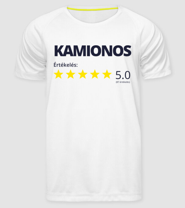 Értékelés 5 csillag - KAMIONOS minta fehér pólón