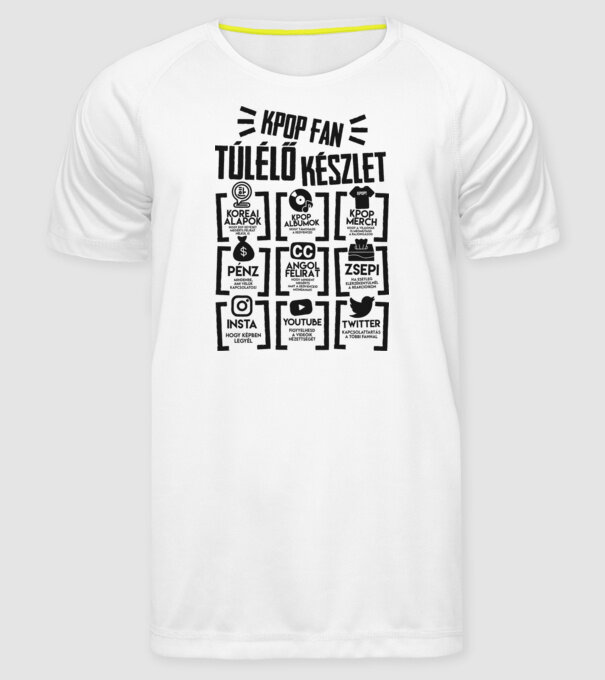 Kpop fan túlélő készlet minta fehér pólón