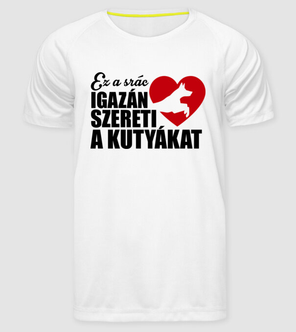 Kutyás srác minta fehér pólón