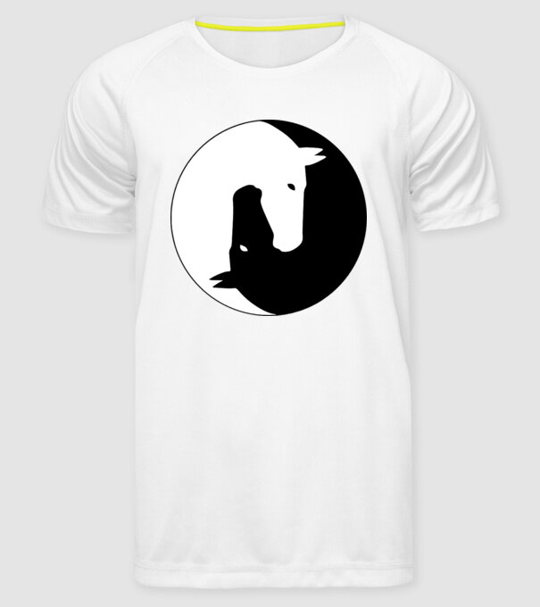 Lovas ying-yang minta fehér pólón