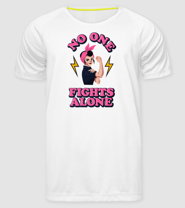 No one fights alone pinup minta fehér pólón