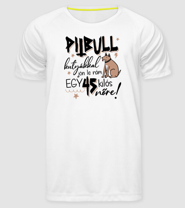 Pitbull kutyákkal jön le rám minta fehér pólón