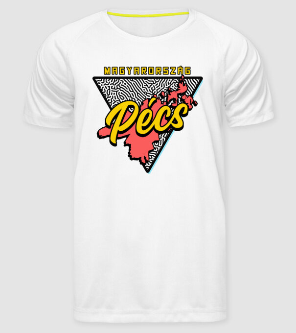 Retro Pécs minta fehér pólón