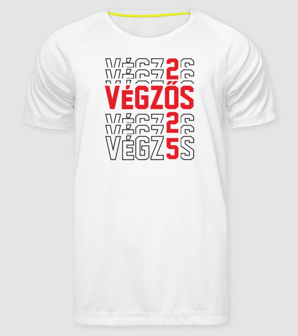 VÉGZŐS 2025 fekete minta fehér pólón
