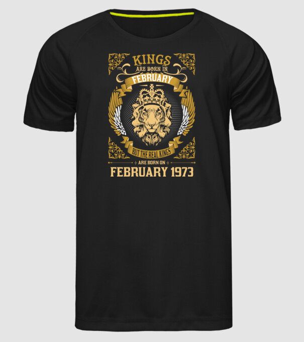 Oroszlános szülinapos 1973 FEBRUÁR minta fekete pólón