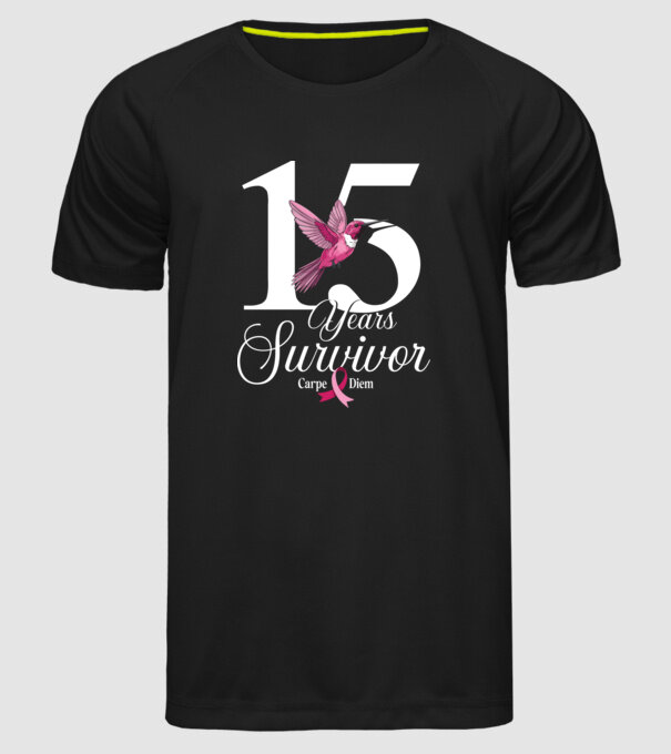 15 years survivor minta fekete pólón