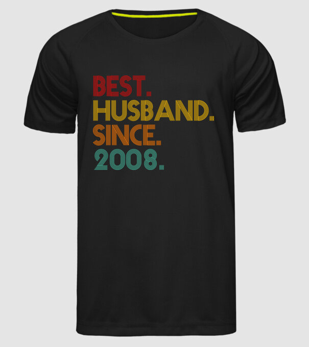 best husband since 2008 retro minta fekete pólón