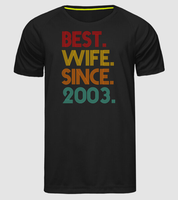 best wife since 2003 retro minta fekete pólón