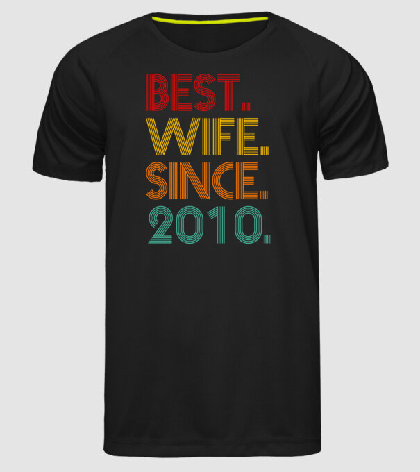 best wife since 2010 retro minta fekete pólón