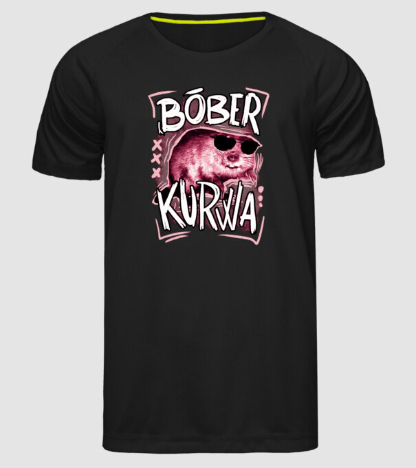 Bóber WTF minta fekete pólón