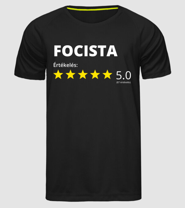 Értékelés 5_FOCISTA minta fekete pólón