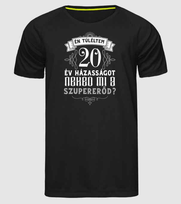 Évforduló túlélő 20 év minta fekete pólón