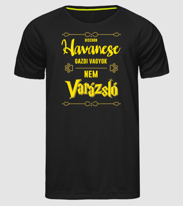 Gazdi vagyok nem varázsló artboard Havanese minta fekete pólón