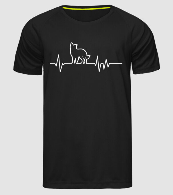 Heartbeat line Border Collie minta fekete pólón