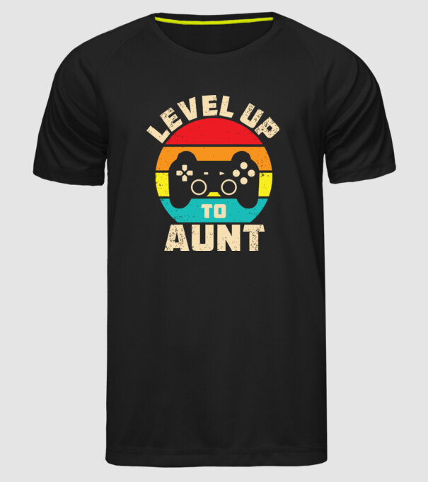 Level Up Aunt minta fekete pólón