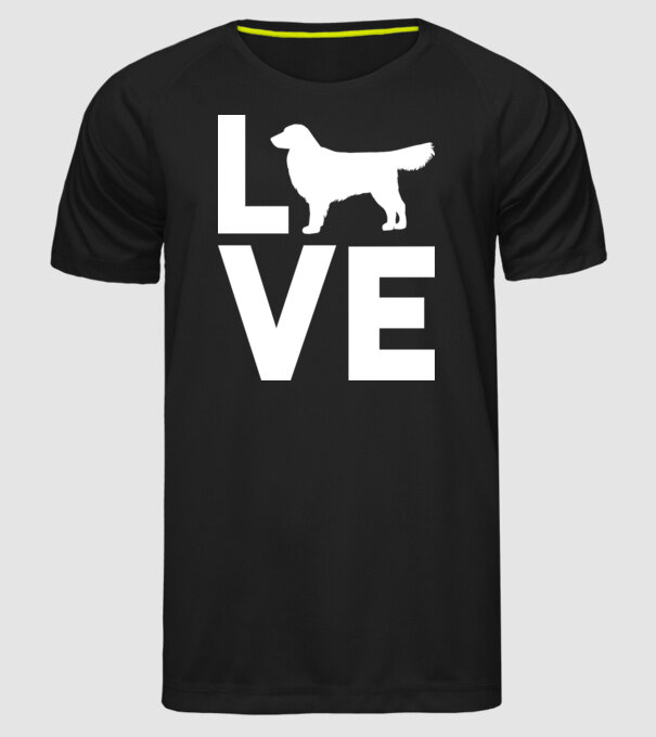 LOVE Golden Retriever minta fekete pólón