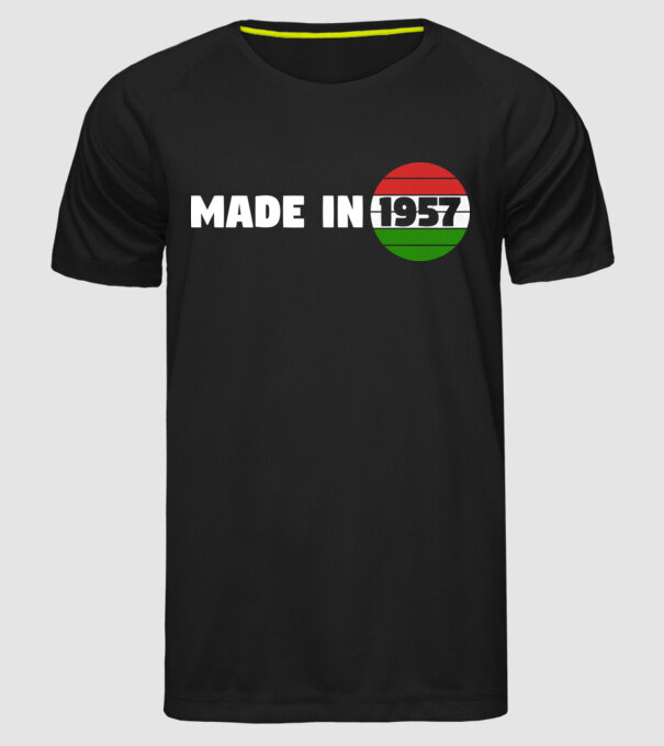 made in 1957 retro vintage hungary minta fekete pólón