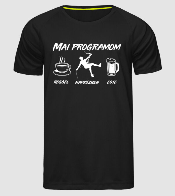 Mai napi program mászás minta fekete pólón
